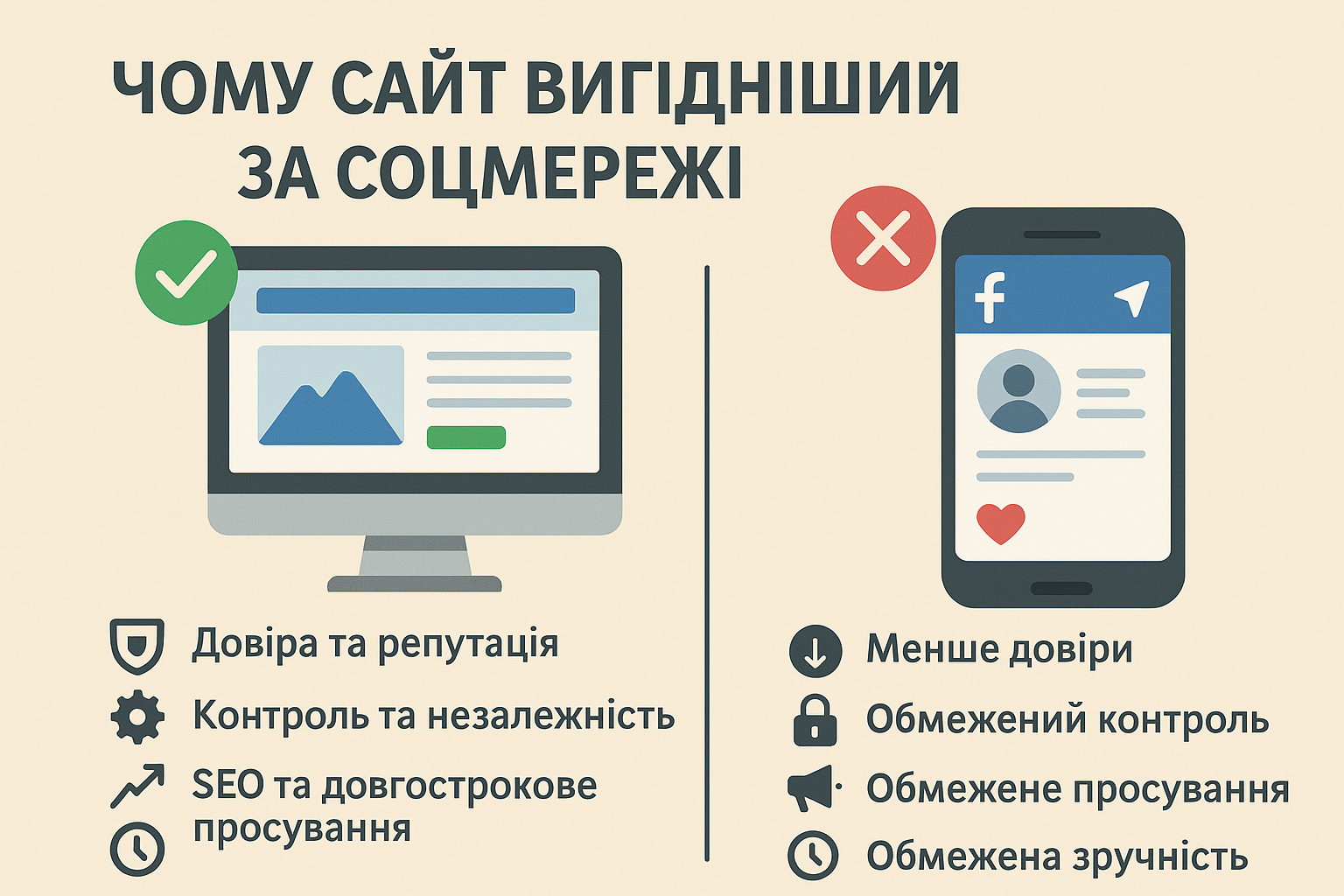 Чому сайт вигідніший за соцмережі