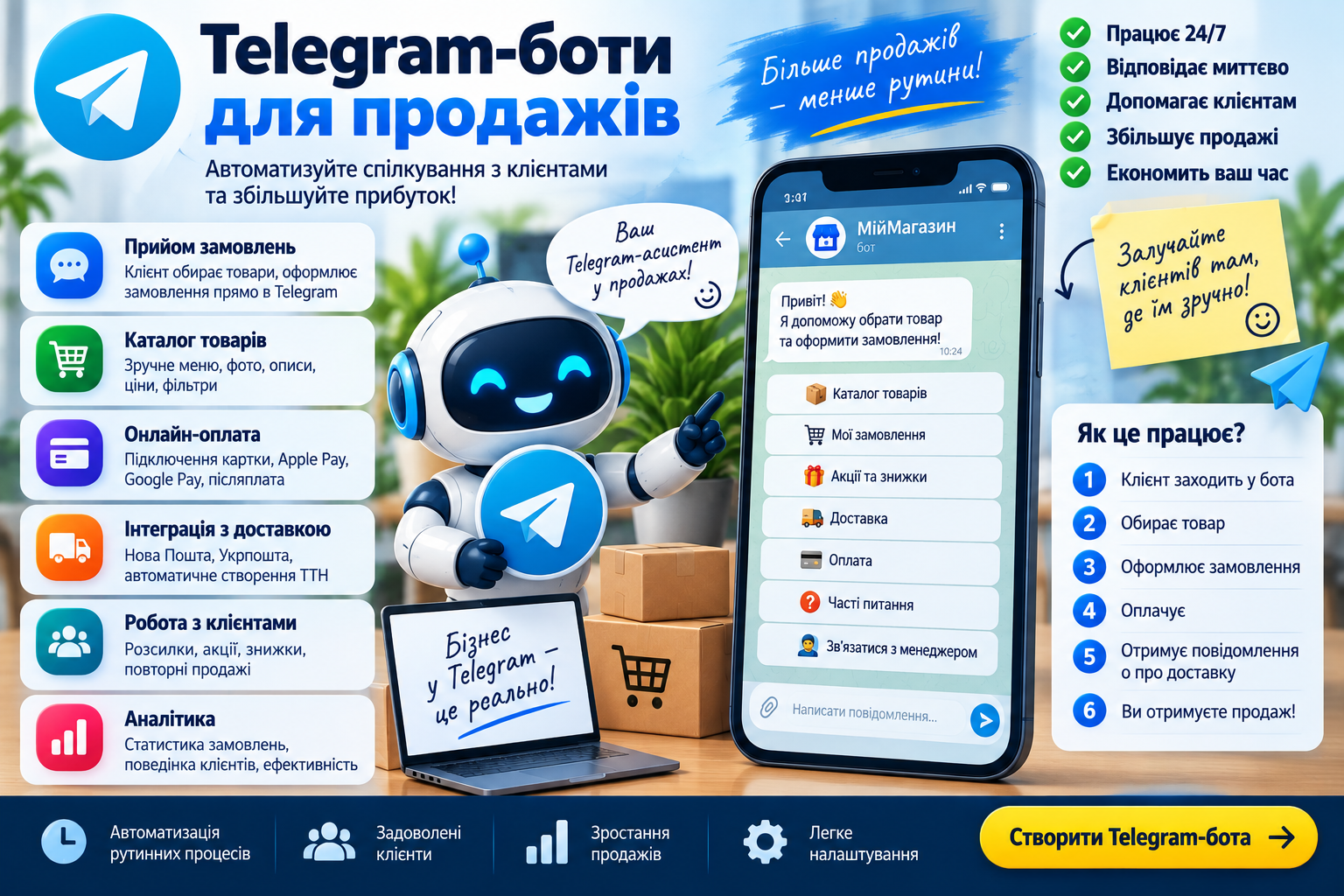 Telegram-бот для бізнесу: автоматизація продажів і спілкування з клієнтами